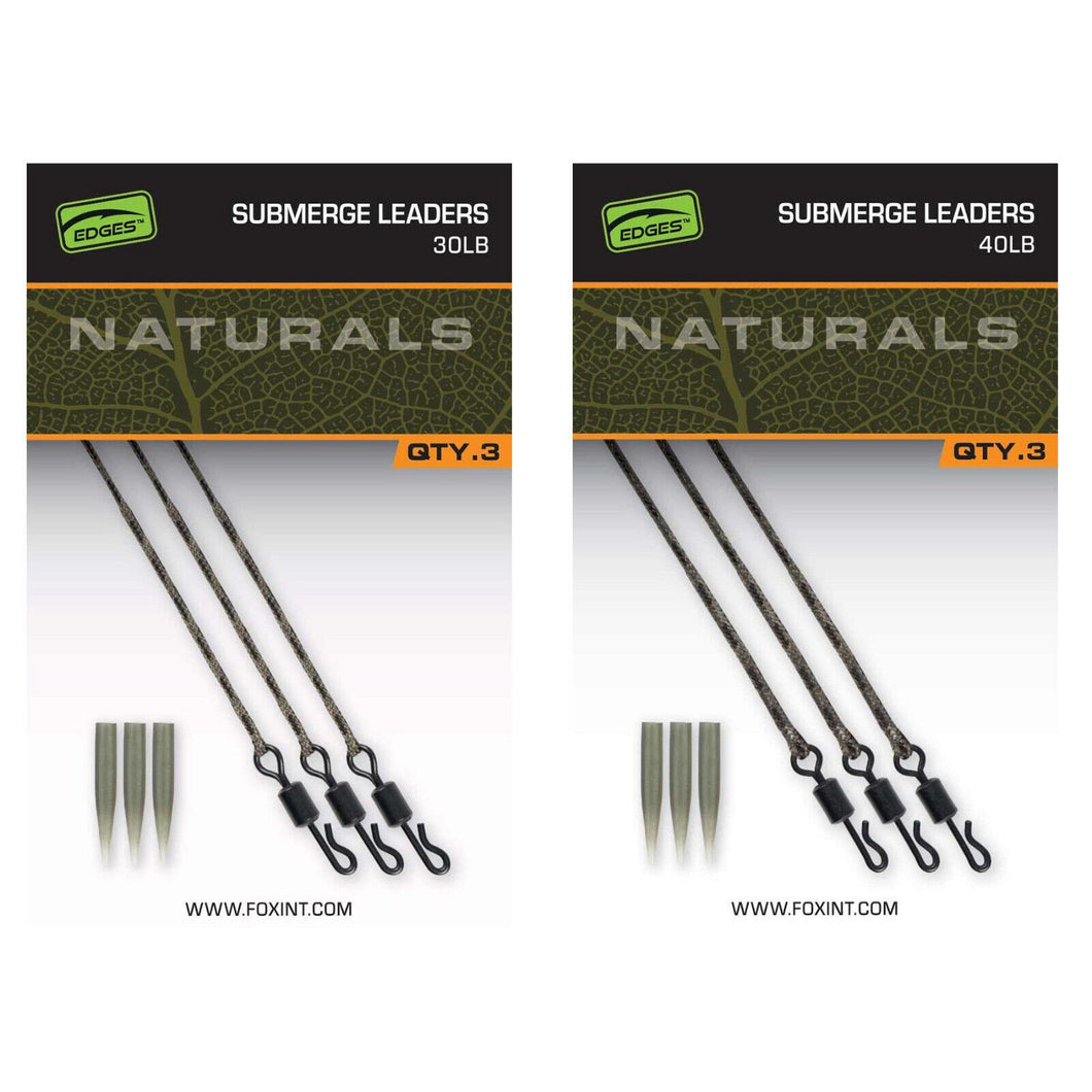Fox Edges Naturals Submerged Leaders Carp Fishing Leader 75cm All Sizes