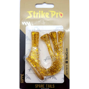 Strike Pro 13cm Spare Guppie Tails Gold Glitter Pike Fishing Soft Lure Tail