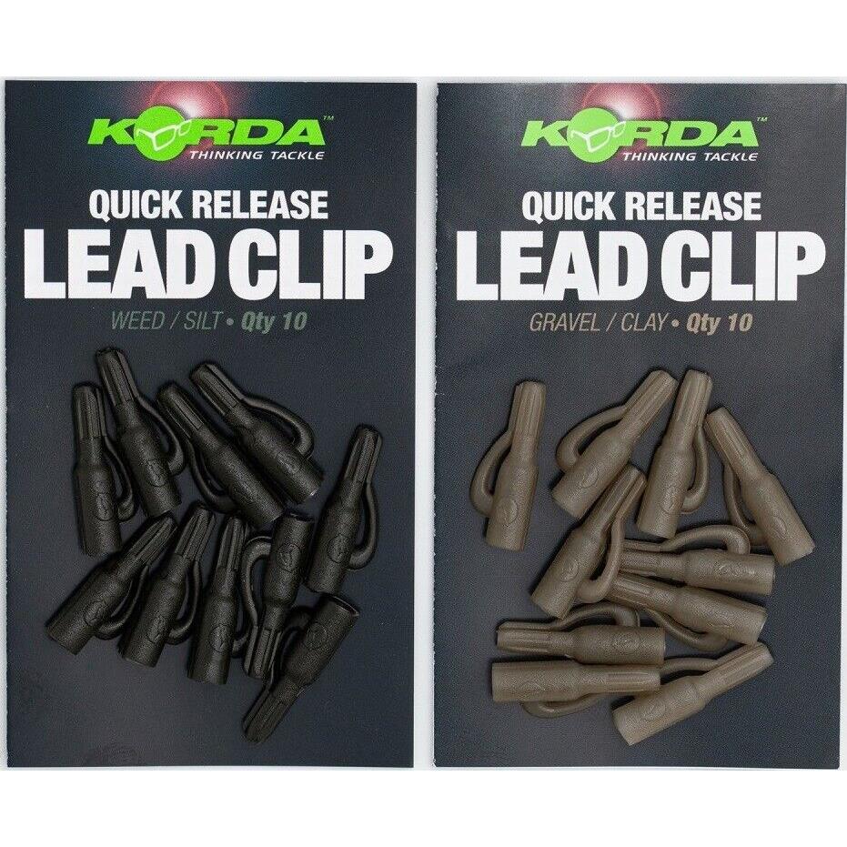 Korda Quick Release Lead Clip 10pcs Gravel/Clay or Weed/Silt Carp Fishing