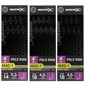 Matrix MXC-1 4" Pole Rigs Barbless 8pcs Fishing Terminal Tackle