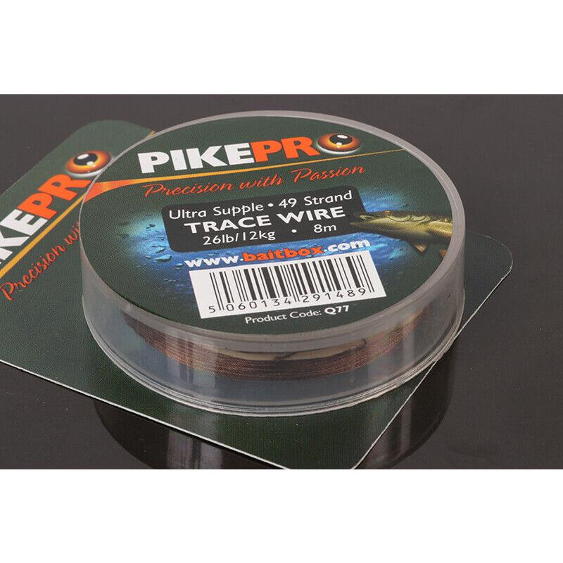 PikePro 49-Strand Trace Wire 49lb Pike Fishing Leader Ultra Supple 8m Length