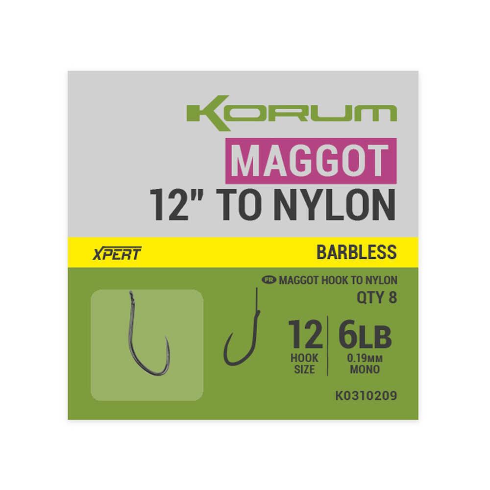 Korum Xpert Maggot Barbless Hooks To Nylon 12