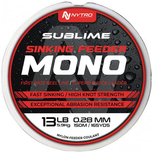 Nytro Sublime Sinking Feeder Mono Carp Fishing Monofilament Line 150m All Sizes