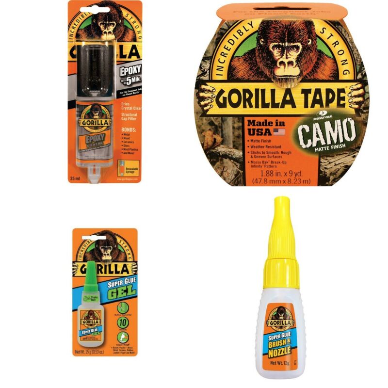 Gorilla Glue Range Epoxy Camo Tape Superglue Gel Adhesive Strong Bond