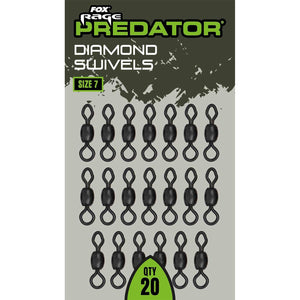 Fox Rage Predator Diamond Swivels Size 7 Pack of 20 Pike Fishing FAC108