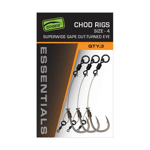 Fox Edges Super Wide Gape Chod Rigs Carp Fishing Pre-Tied Rigs Pack of 3