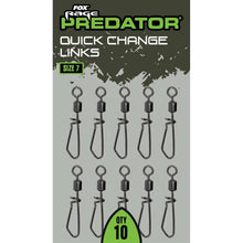 Load image into Gallery viewer, Fox Rage Predator Quick Change Links Size 7 Pack of 10 Pike Fishing FAC107
