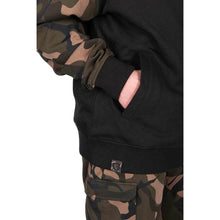 Load image into Gallery viewer, Fox Lightweight BLack &amp; Camo Split Zip Hoody Carp Fishing Hoodie All Sizes
