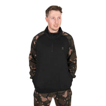 Load image into Gallery viewer, Fox Lightweight Black Camo Quarter Zip Pullover Carp Fishing Clothing All Sizes
