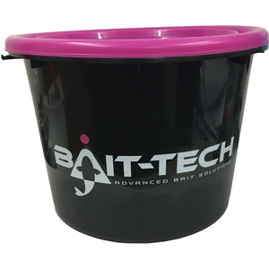 Bait-Tech 17L Bait Bucket With Lid Black/Pink Carp Fishing Groundbait Bucket