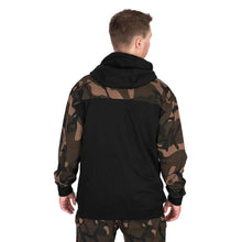 Load image into Gallery viewer, Fox Lightweight BLack &amp; Camo Split Zip Hoody Carp Fishing Hoodie All Sizes
