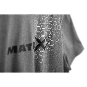 Matrix Hex Print T-Shirt Grey Marl Carp Fishing Clothing All Sizes