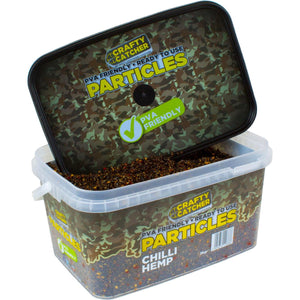 Crafty Catcher Particles Chilli Hemp Bucket 3kg Carp Fishing Bait PVA Spod Mix