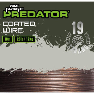 Fox Rage Predator 19-Strand Coated Wire Steel Trace Pike Fishing 10m All Sizes