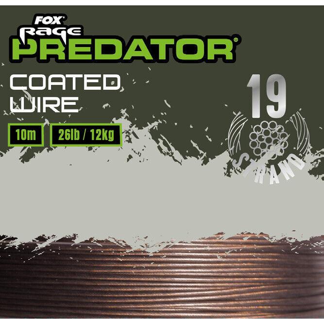 Fox Rage Predator 19-Strand Coated Wire Steel Trace Pike Fishing 10m All Sizes