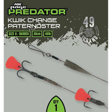 Load image into Gallery viewer, Fox Rage Predator Kwik Change Paternoster Trace 30cm Pike Fishing Ready Rig
