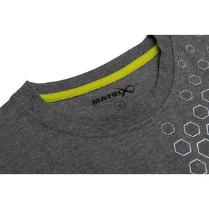 Matrix Hex Print T-Shirt Grey Marl Carp Fishing Clothing All Sizes