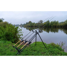 Load image into Gallery viewer, Korum Deluxe 3 Rod Tripod Rod Pod Carp Fishing Rod Rest Holder K0360068
