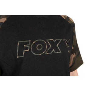 Fox Black Camo Outline T-Shirt Carp Fishing Clothing Short Sleeve Top All Sizes