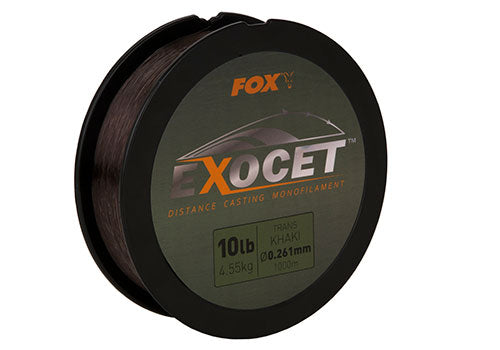 Fox Exocet Lo-Vis Trans Khaki Mono Fishing Line 10lb 1000m Bulk Spool in Tin CML149