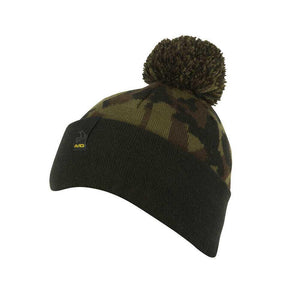 Avid Carp Black And Camo Bobble Hat Carp Fishing Winter Warm Fleece A0620391