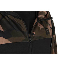 Load image into Gallery viewer, Fox Lightweight BLack &amp; Camo Split Zip Hoody Carp Fishing Hoodie All Sizes
