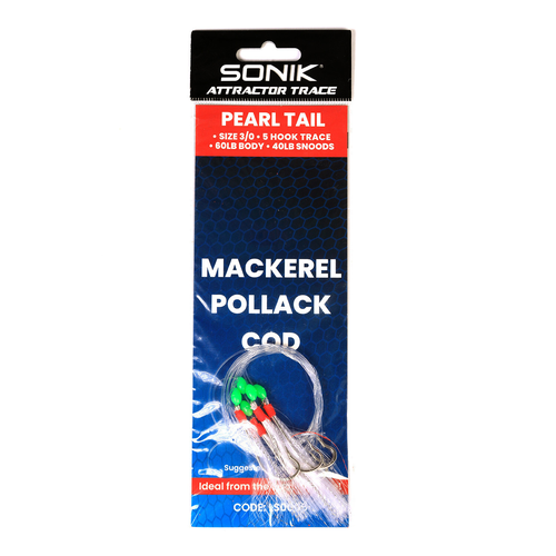 Sonik Pearl Tail Attractor Trace 3/0 Sea Fishing Rig Mackerel Pollack ...