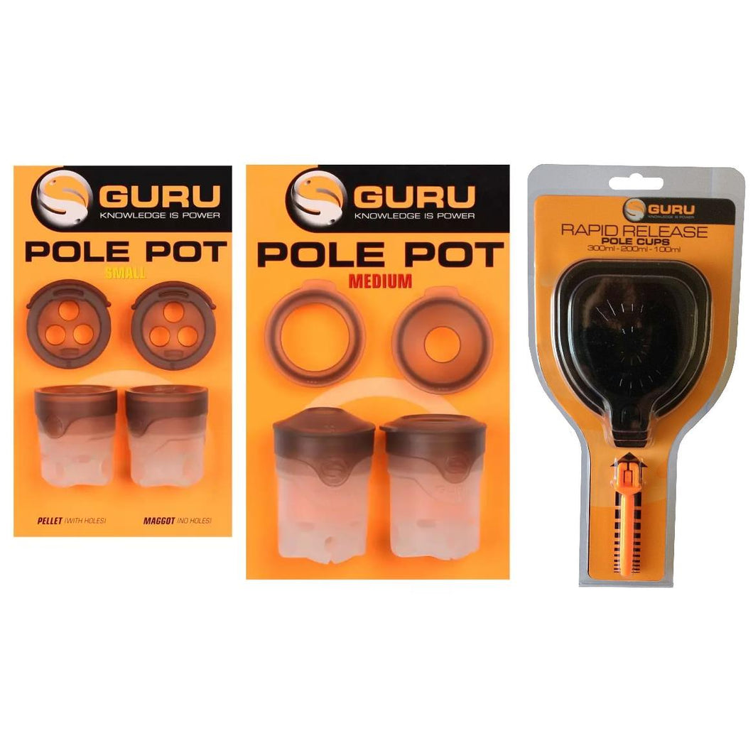 Guru Pole Pots or Rapid Release Pole Cups for Pellets & Maggots Pole Fishing