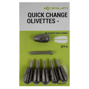 Korum Quick Change Olivettes Carp Fishing Tackle Weights Camo All Sizes