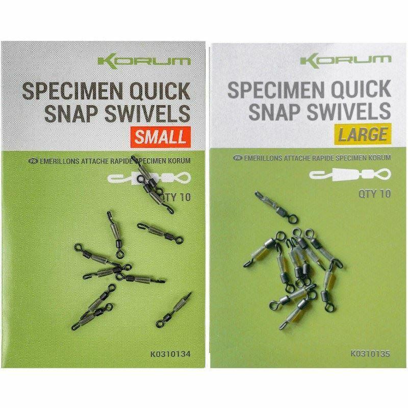 Korum Specimen Quick Snap Swivels Small or Large 10pcs Fishing Terminal Tackle