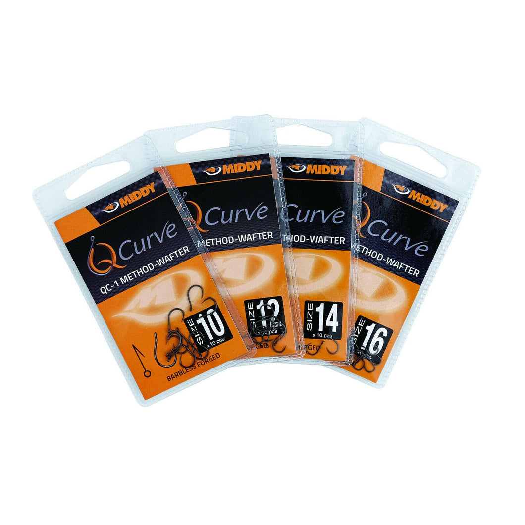 Middy QC-1 Method Wafter Eyed Circle Hooks Barbless Assorted Sizes 10p –  hobbyhomeuk