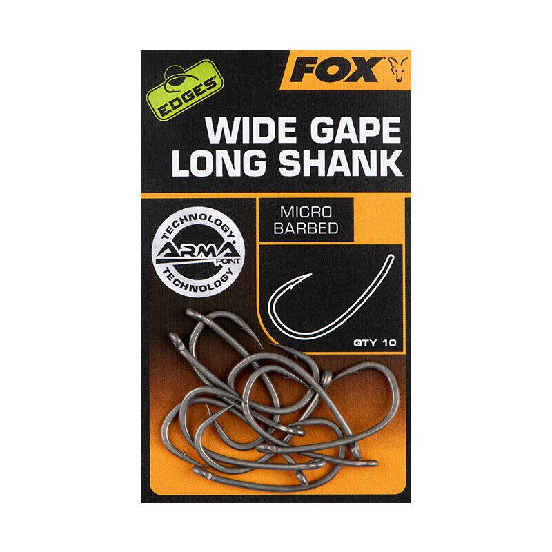 Fox Edges Wide Gape Long Shank Hooks 10pcs Fishing Terminal Tackle