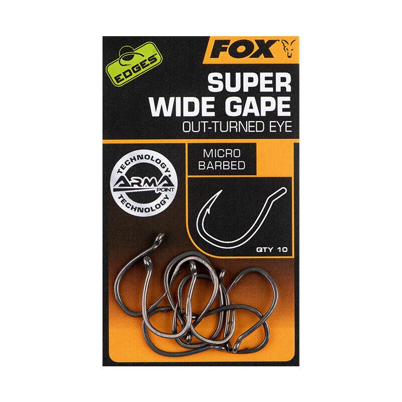 Fox Edges Super Wide Gape Hooks w. Out-Turned Eye 10pcs Fishing Terminal Tackle