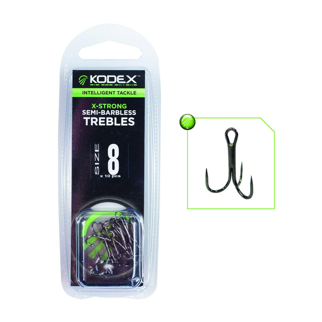 Kodex X-Strong Treble Hooks Semi-Barbless 10pcs Pike Predator Fishing