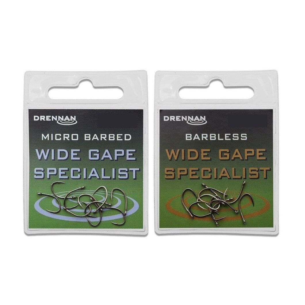 coarse fishing hooks uk Drennan Wide Gape Specialist Hooks Barbed Barbless 10pc Size 8-16 Coar – hobbyhomeuk