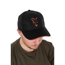Load image into Gallery viewer, Fox Collection Baseball Cap Carp Fishing Hat Black &amp; Orange Fox Head Logo CHH015
