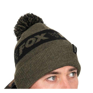 Fox Collection Bobble Hat Green & Black Carp Fishing Hat Beanie CHH022