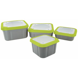 Matrix Compact Grey/Lime Bait Tub Boxes Perforated or Solid Lid Carp Fishing