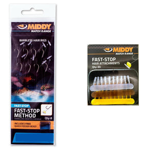 Middy Fast-Stop Method Barbless Hair Rigs 12,14 - 8lbs / Hair Attachment Fishing