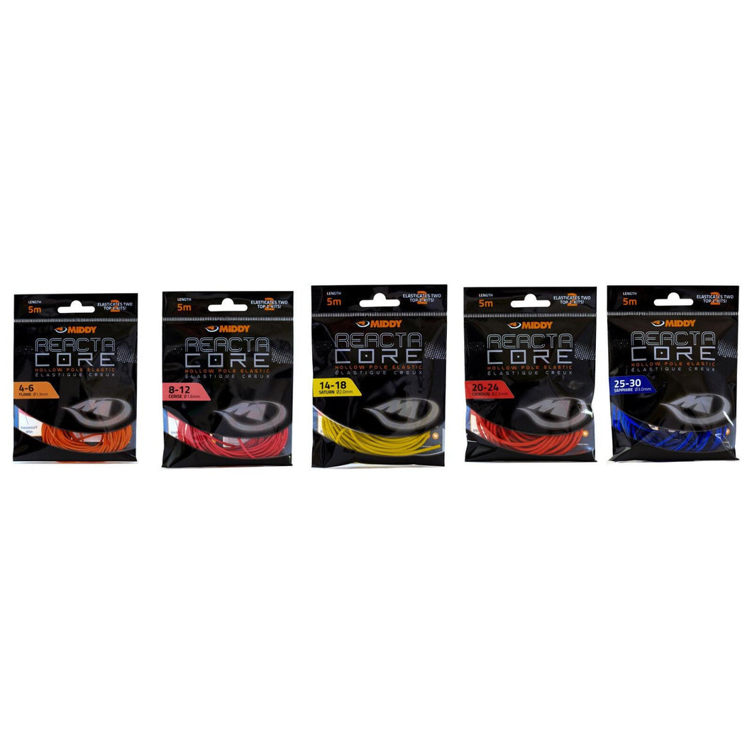 Middy Reacta Core Hollow Elastic 5m Lengths All Sizes Pole Fishing