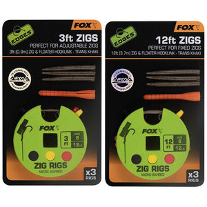 Fox Zig Rigs 12lb 3ft or 12ft Fishing Terminal Tackle