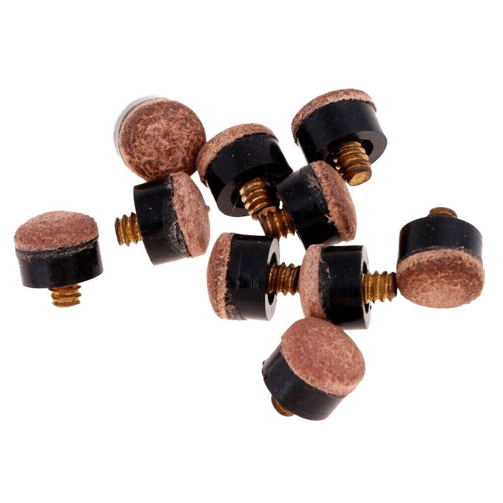 Pack of 10 Screw-In Cue Tips Pool Snooker Billiards Brass Threaded Cue Tips 11mm