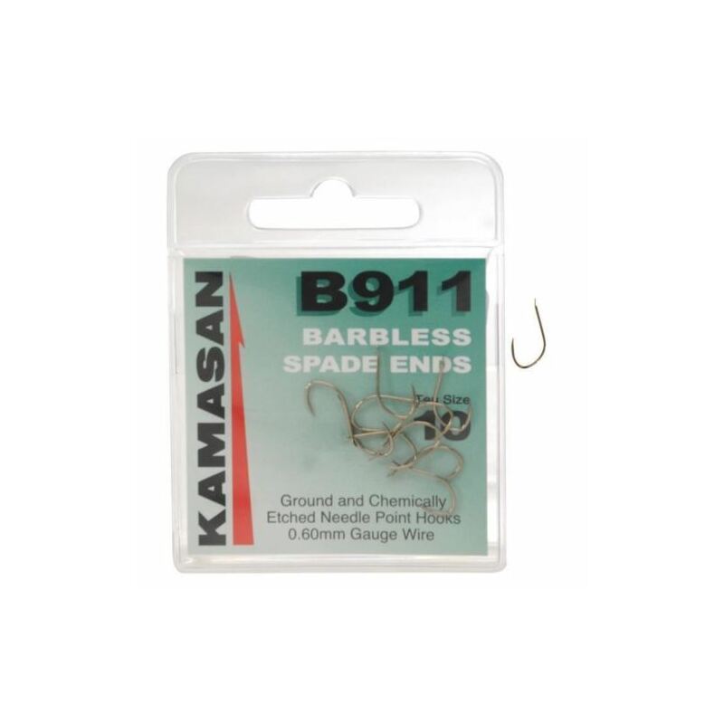 Kamasan B911 Barbless Spade End Hook Size 12 14 16 18 Pack of 10 Fishing Tackle