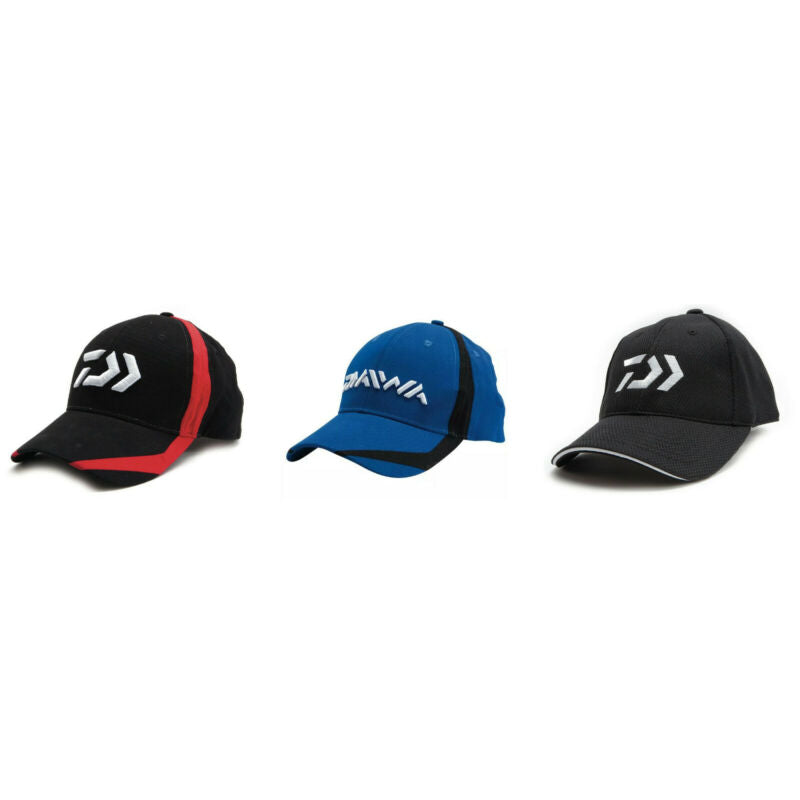 Daiwa Logo Cap 6 Panel Baseball Style Hat Red Black Blue Fishing Clothing