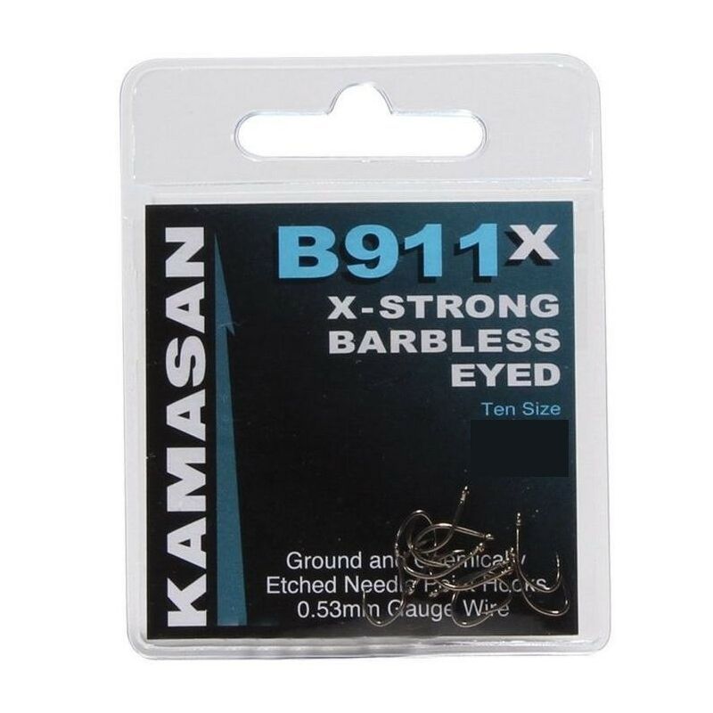 Kamasan B911 X-strong Barbless Eyed Hooks 10pc Assorted Sizes Carp Fishing