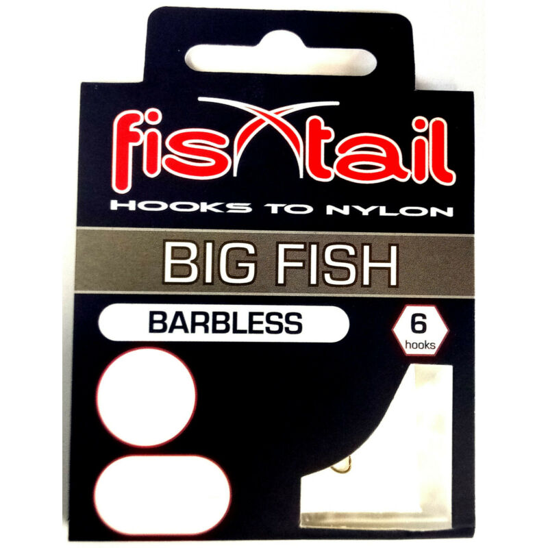 Fishtail Big Fish Hooks to Nylon 6pcs Barbless Fishing