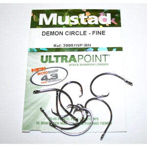 Mustad Demon Circle Hooks 39951NP Black Nickel Barbed Fishing