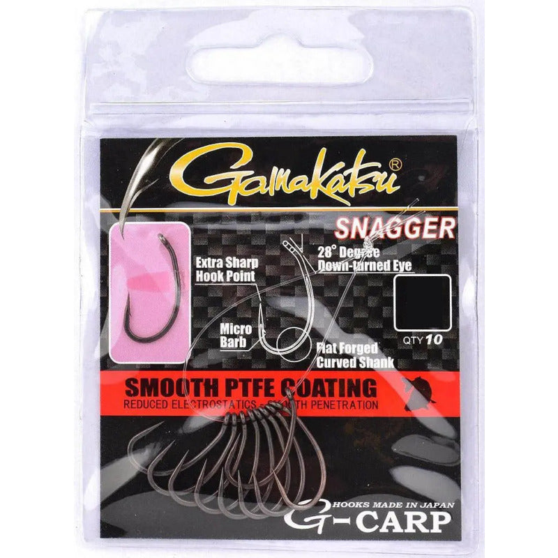 Gamakatsu G-Carp Snagger Eyed Hooks Barbed 10pcs Carp Fishing