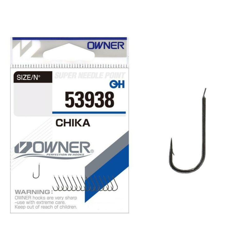 Owner Chika Spade End Hooks Super Needle Point 53938 Barbed Match Fishing